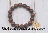 CGB6830 10mm, 12mm mahogany obsidian beaded bracelet with alloy pendant