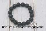 CGB6832 10mm, 12mm black lava beaded bracelet with alloy pendant