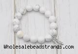 CGB6839 10mm, 12mm white howlite beaded bracelet with alloy pendant