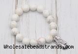 CGB6840 10mm, 12mm white howlite turquoise beaded bracelet with alloy pendant