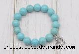 CGB6841 10mm, 12mm blue howlite turquoise beaded bracelet with alloy pendant