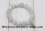 CGB6849 10mm, 12mm sea blue banded agate beaded bracelet with alloy pendant