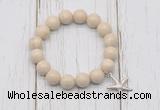 CGB6872 10mm, 12mm white fossil jasper beaded bracelet with alloy pendant