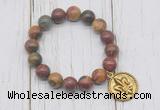 CGB6882 10mm, 12mm picasso jasper beaded bracelet with alloy pendant