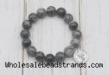 CGB6883 10mm, 12mm black water jasper beaded bracelet with alloy pendant