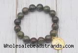 CGB6885 10mm, 12mm dragon blood jasper beaded bracelet with alloy pendant