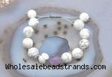 CGB6932 Hand-knotted 12mm round white howlite & lavender amethyst adjustable bracelets