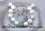 CGB6936 12mm round white howlite & green aventurine adjustable bracelets