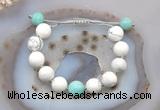 CGB6943 12mm round white howlite & amazonite adjustable bracelets