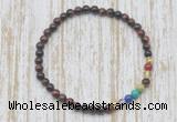 CGB7004 7 chakra 4mm red tiger eye beaded meditation yoga bracelets