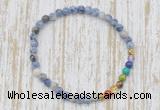 CGB7011 7 chakra 4mm blue spot stone beaded meditation yoga bracelets