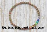 CGB7019 7 chakra 4mm unakite beaded meditation yoga bracelets