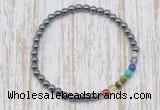 CGB7020 7 chakra 4mm hematite beaded meditation yoga bracelets