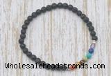 CGB7021 7 chakra 4mm black lava beaded meditation yoga bracelets