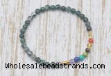 CGB7029 7 chakra 4mm moss agate beaded meditation yoga bracelets