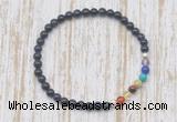 CGB7058 7 chakra 4mm blue goldstone beaded meditation yoga bracelets