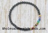 CGB7062 7 chakra 4mm black obsidian beaded meditation yoga bracelets