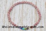 CGB7066 7 chakra 4mm pink wooden fossil jasper beaded meditation yoga bracelets