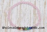 CGB7087 7 chakra 4mm rose quartz beaded meditation yoga bracelets