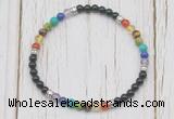 CGB7115 7 chakra 4mm black onyx beaded meditation yoga bracelets