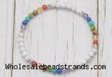 CGB7117 7 chakra 4mm white howlite beaded meditation yoga bracelets