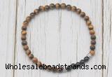 CGB7122 4mm yellow tiger eye & black onyx beaded meditation yoga bracelets