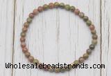 CGB7219 4mm tiny unakite beaded meditation yoga bracelets