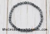 CGB7260 4mm tiny snowflake obsidian beaded meditation yoga bracelets