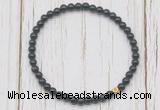 CGB7262 4mm tiny black obsidian beaded meditation yoga bracelets