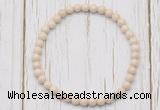 CGB7265 4mm tiny white fossil jasper beaded meditation yoga bracelets