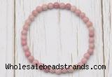 CGB7266 4mm tiny pink wooden fossil jasper beaded meditation yoga bracelets