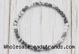 CGB7276 4mm tiny black & white jasper beaded meditation yoga bracelets