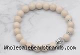 CGB7350 8mm white fossil jasper bracelet with buddha for men or women