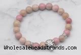 CGB7351 8mm pink wooden jasper bracelet with tiger head for men or women