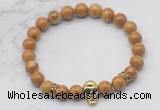 CGB7359 8mm wooden jasper bracelet with skull for men or women