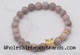 CGB7372 8mm lepidolite bracelet with owl head for men or women