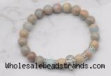 CGB7374 8mm serpentine jasper bracelet with skull for men or women