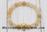 CGB7383 8mm yellow aventurine bracelet with leopard head for men or women