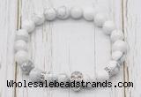 CGB7390 8mm white howlite bracelet with skull for men or women