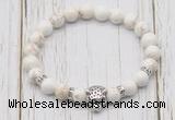 CGB7391 8mm white howlite bracelet with tiger head for men or women