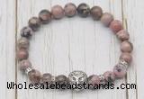 CGB7402 8mm rhodonite bracelet with lion head for men or women