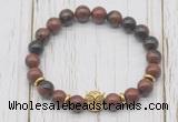 CGB7403 8mm mahogany obsidian bracelet with owl head for men or women