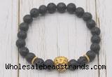 CGB7408 8mm black lava bracelet with lion head for men or women