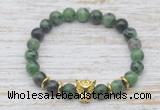 CGB7421 8mm ruby zoisite bracelet with leopard head for men or women