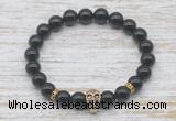 CGB7423 8mm black tourmaline bracelet with skull for men or women