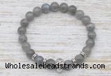 CGB7425 8mm labradorite bracelet with skull for men or women