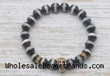 CGB7431 8mm Tibetan agate bracelet with skull for men or women