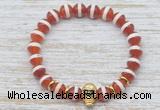 CGB7432 8mm Tibetan agate bracelet with skull for men or women