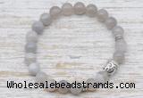 CGB7438 8mm grey banded agate bracelet with buddha for men or women