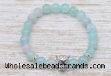 CGB7440 8mm sea blue banded agate bracelet with leopard head for men or women